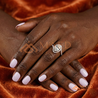 Pear Cut Halo Bypass Engagement Ring in Sterling Silver, 14K Gold & 14K Rose Gold
