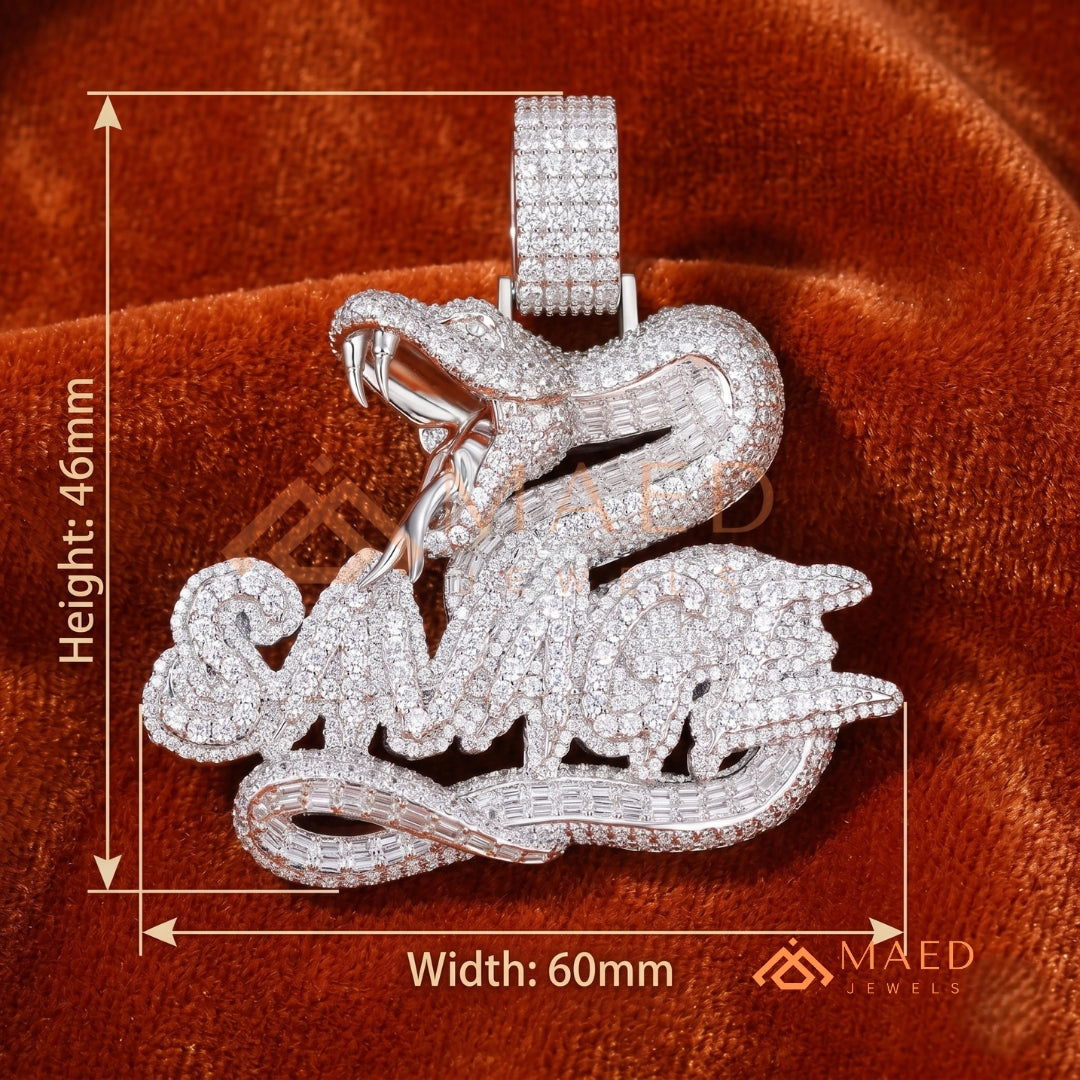 Iced Out "Savage" Snake Pendant - 14K Gold, Rose Gold & Silver Hip Hop Jewelry