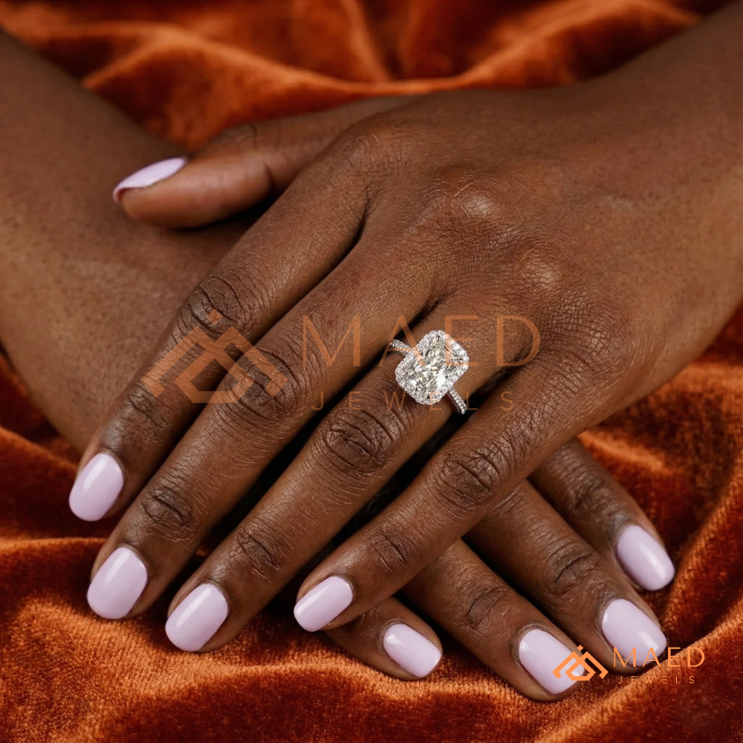 Radiant Cut Halo Engagement Ring in Sterling Silver, 14K Gold & 14K Rose Gold