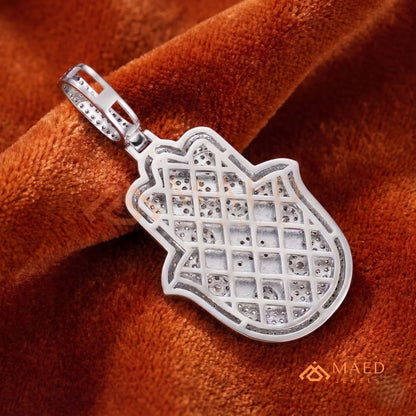 Iced Out Hamsa & Star of David Pendant with Chai Symbol - Sterling Silver, 14K Gold & Rose Gold