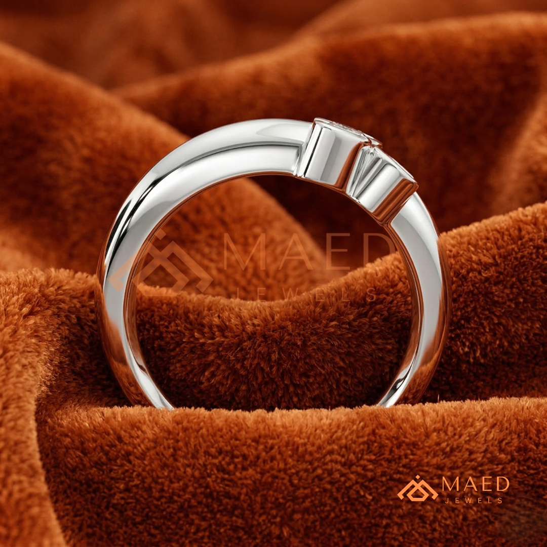 Cluster Petal Ring in 14K White Gold | Botanical Bezel Band
