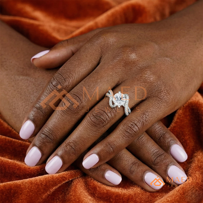 Round Cut Diamond Bypass Engagement Ring in Sterling Silver, 14K Gold & Rose Gold