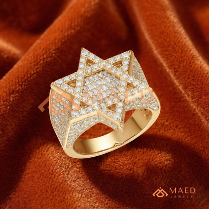 Men's Iced-Out Star of David Ring | Sterling Silver, 14K Gold & Rose Gold