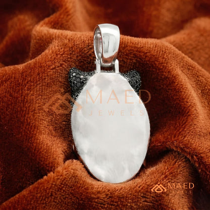 Black Diamond Panther Head Pendant in Sterling Silver, 14K Gold & Rose Gold