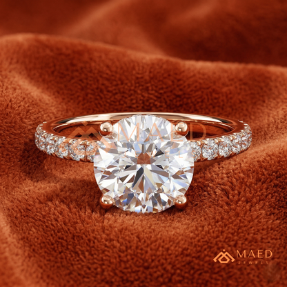 The Penelope Round Cut Diamond Simulant Ring | Silver, 14K Yellow, & Rose Gold