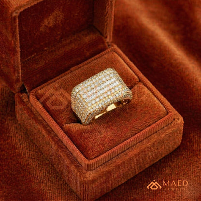 Heavy Iced Rounded Cluster Dome Ring – 925 Silver, 14K Gold & Rose Gold