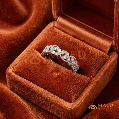 Amara Milgrain Botanical Eternity Band | Silver, 14K Yellow, & Rose Gold