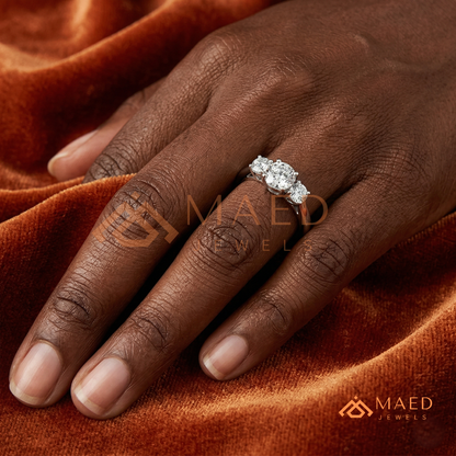 The Trinity Round Brilliant Past Present Future Ring – Silver, 14K Yellow & Rose Gold