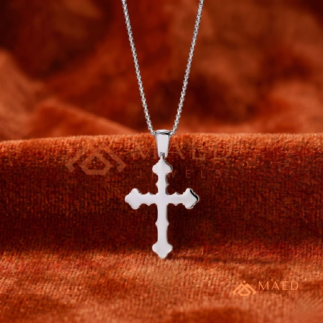 The Cathedral Pavé Cross | Ornate Trefoil Gothic Crucifix Pendant