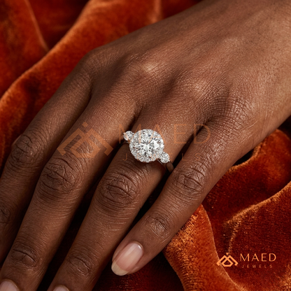 Majestic Oval Halo Diamond Simulant Ring in 14K Yellow Gold, Rose Gold & Sterling Silver