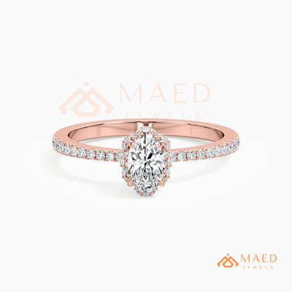 Vintage Oval Cut Halo Engagement Ring in 14K Gold, Rose Gold & Silver