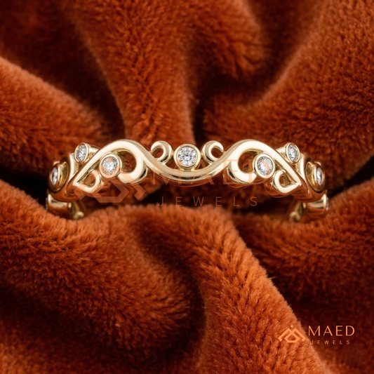 The Amoret Crown Band | Delicate Bezel Diamond Tiara Wave Ring