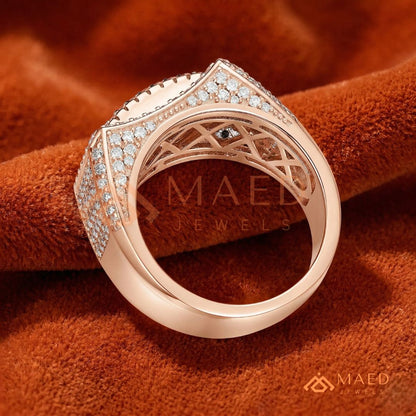Men's Concave Baguette & Pave Statement Ring | Silver, 14K Gold & Rose Gold