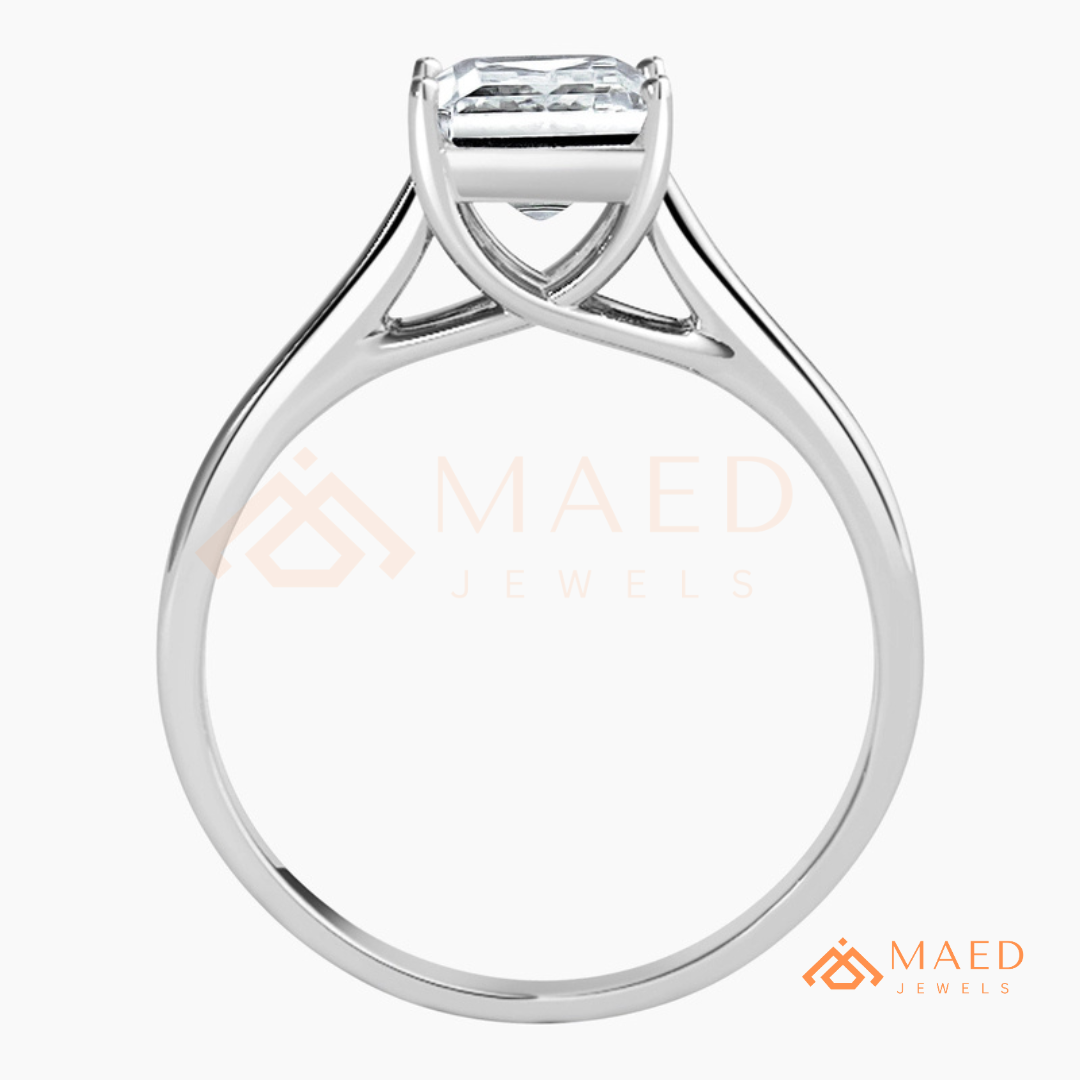Princess Cut Solitaire Engagement Ring in 14K Gold, Rose Gold & Sterling Silver | Classic Tapered Band Promise Ring for Women