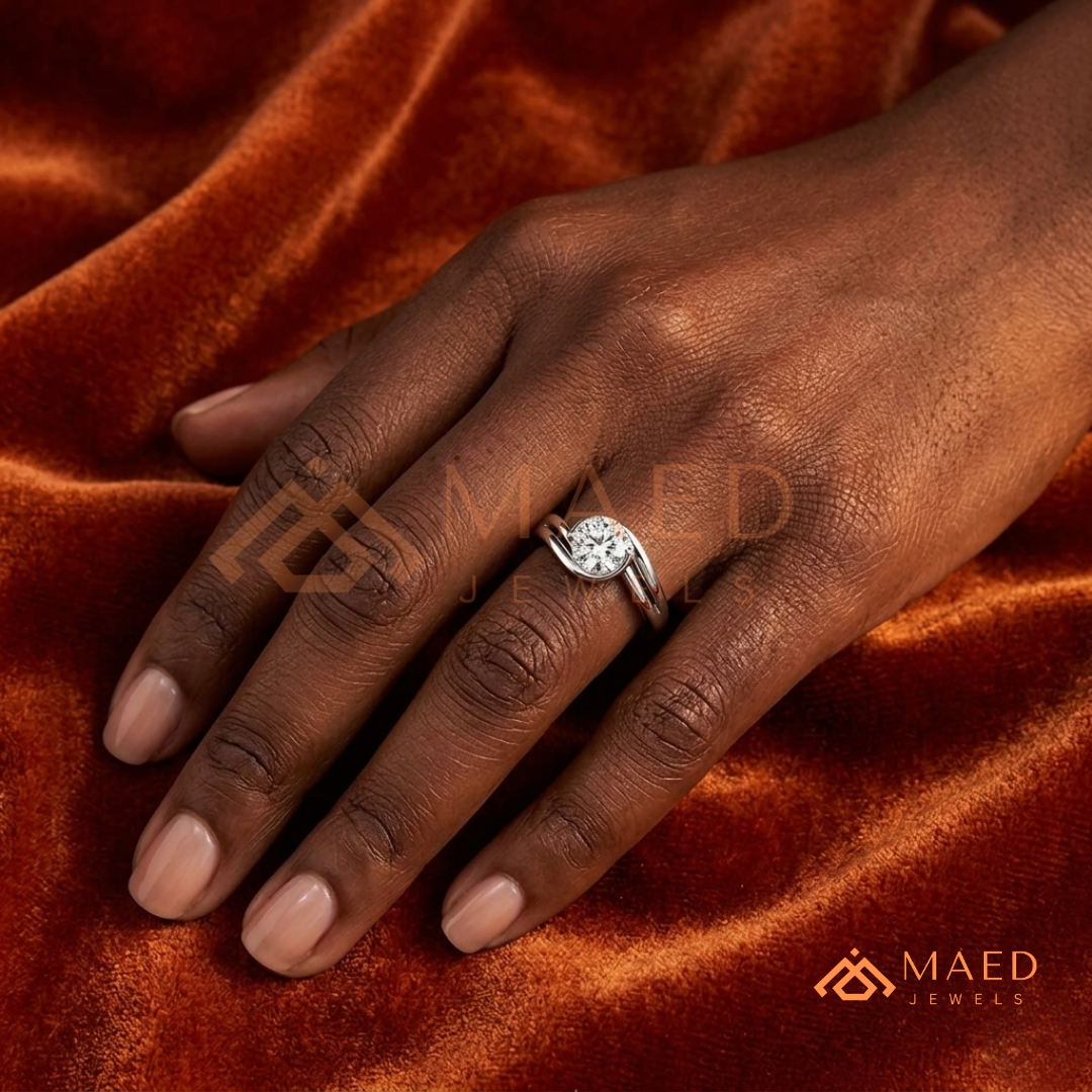 Marquise Cut Solitaire Engagement Ring with Multi-Row Pavé Band – Silver, 14K Gold, or 14K Rose Gold