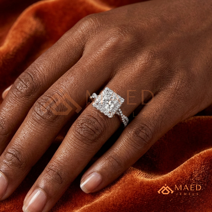 Infinity Twist Princess Cut [Gemstone Type] Halo Ring in 14K Yellow Gold, Rose Gold & Silver