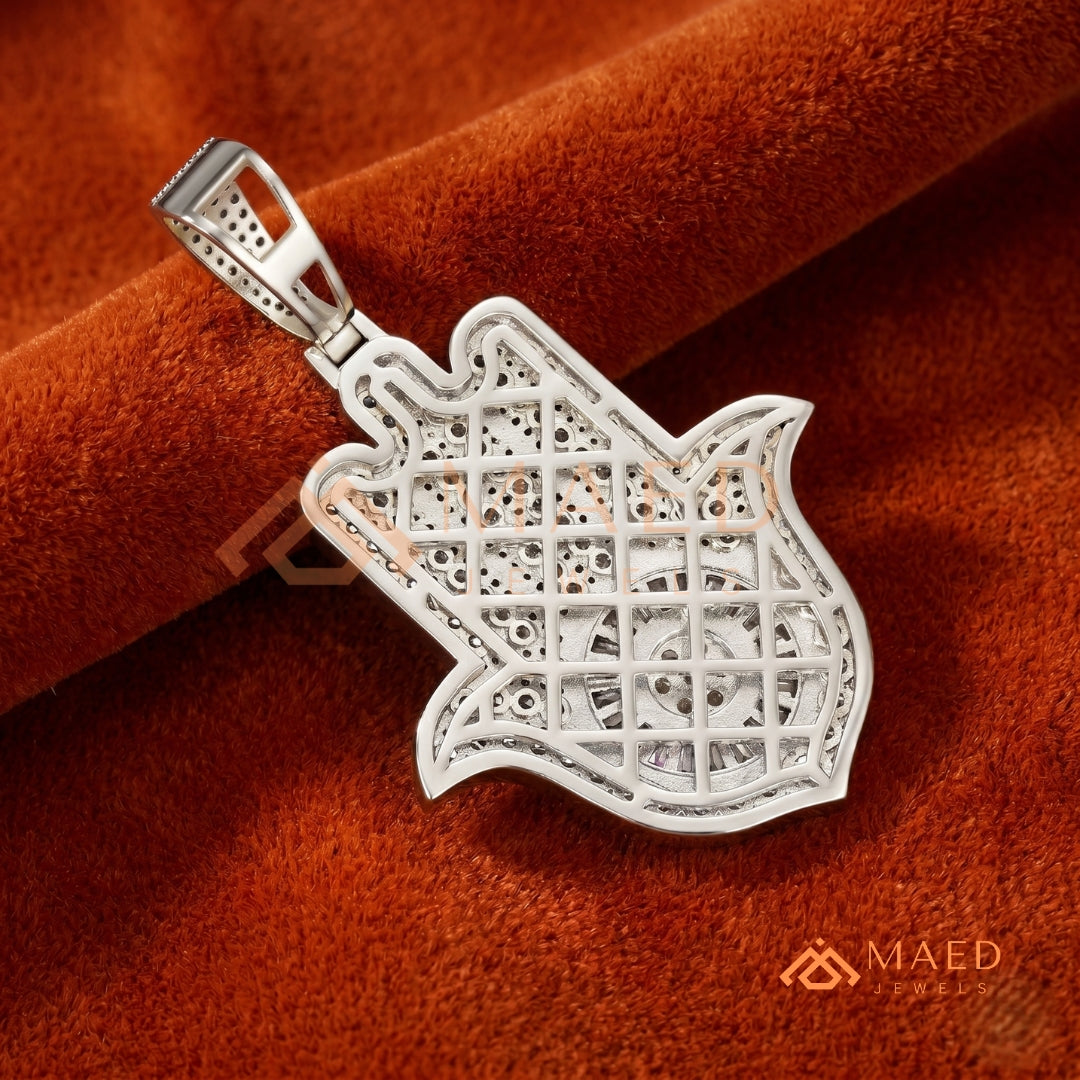 Iced Out Hamsa Hand Statement Pendant – Protective Symbol Medallion