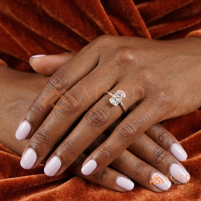 The Aria Oval Half-Bezel Engagement Ring – Silver, 14K Yellow & Rose Gold