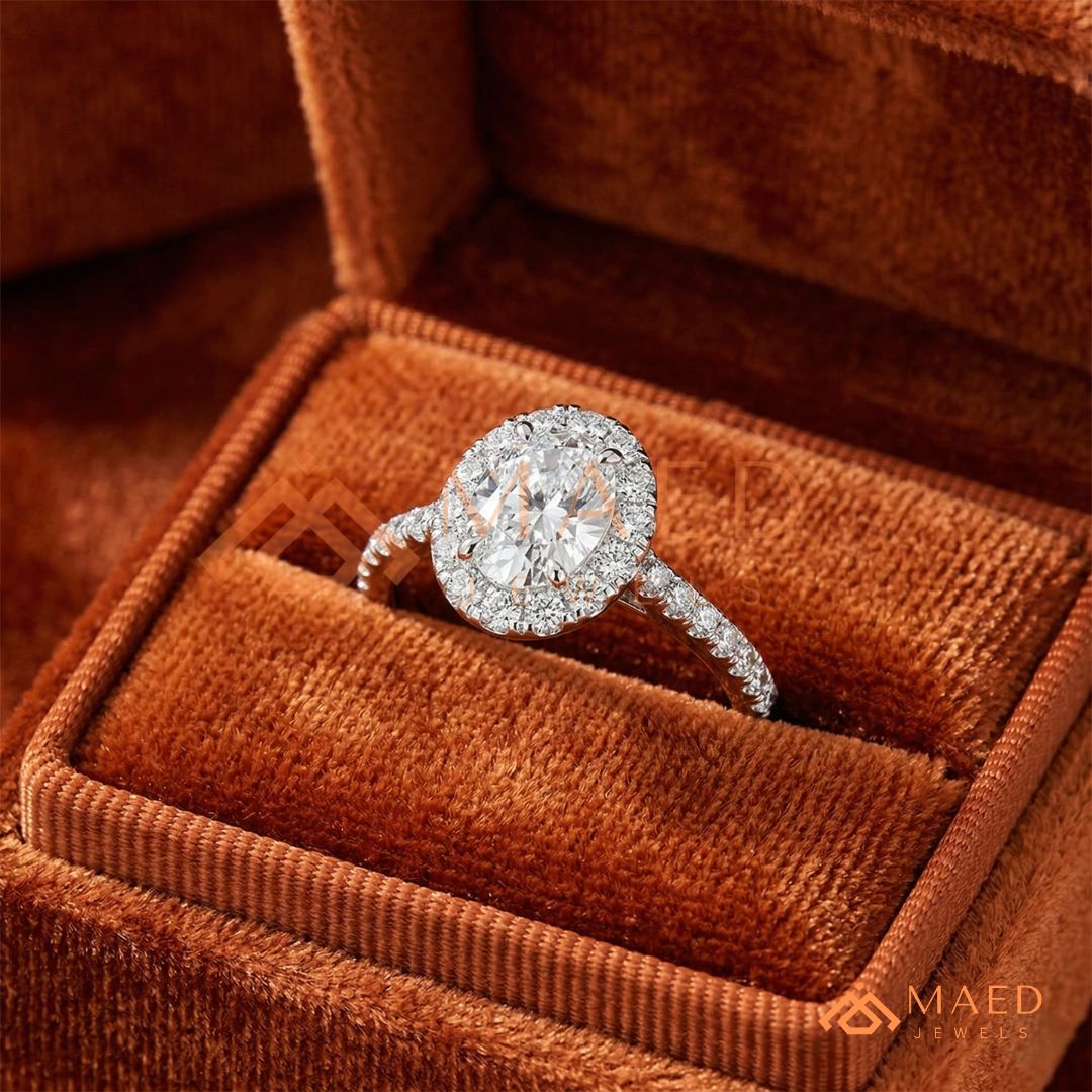 Majestic Oval Brilliant Halo Ring in 14K Yellow Gold, Rose Gold & Sterling Silver