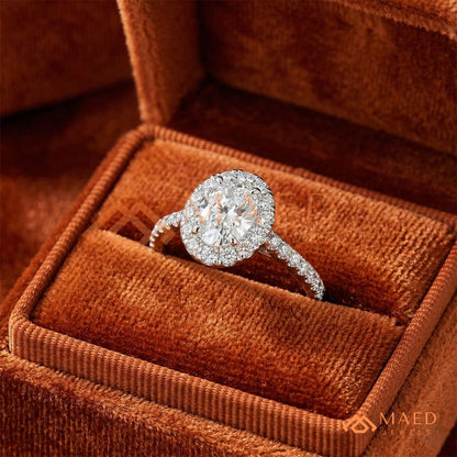 Majestic Oval Brilliant Halo Ring in 14K Yellow Gold, Rose Gold & Sterling Silver