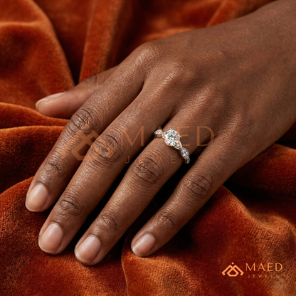 Marquise Accent Solitaire Engagement Ring – Minimalist Diamond Ring