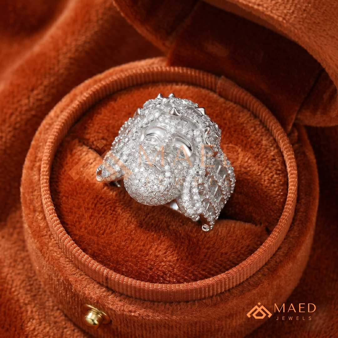 Men's Fully Iced-Out Jesus Piece Ring | Sterling Silver, 14K Gold & Rose Gold