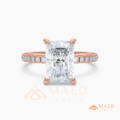 Radiant Cut Diamond Hidden Halo Engagement Ring in 14K Gold, Rose Gold & Silver