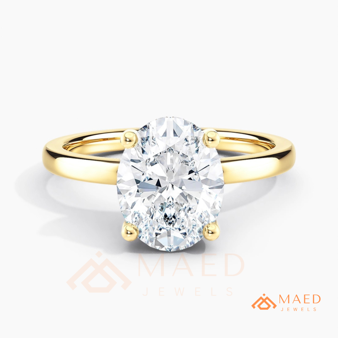 Classic Oval Cut Solitaire Engagement Ring in Silver, 14K Gold, & 14K Rose Gold