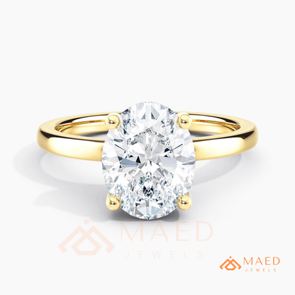 Classic Oval Cut Solitaire Engagement Ring in Silver, 14K Gold, & 14K Rose Gold