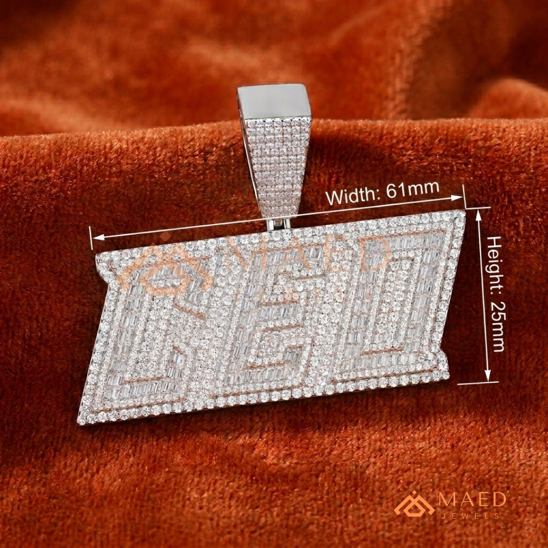 Custom "CEO" Baguette & Round Diamond Iced-Out Pendant in Silver, 14K Gold, & 14K Rose Gold
