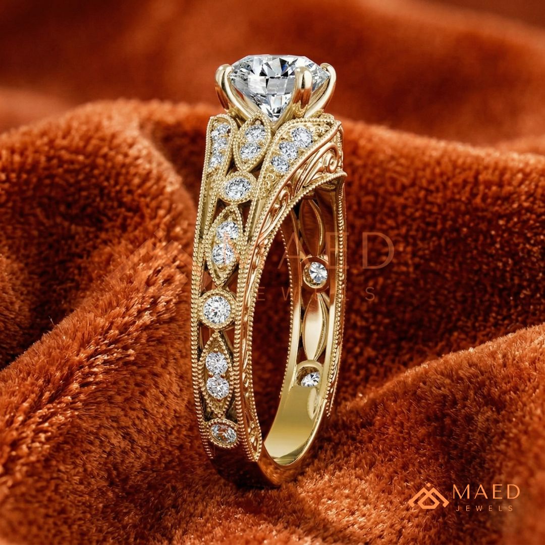 Vintage Filigree Engagement Ring – Art Deco Inspired Diamond Ring