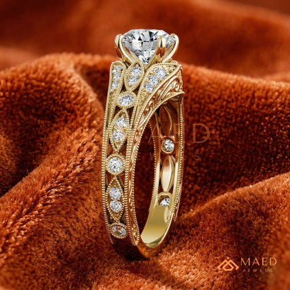 Vintage Filigree Engagement Ring – Art Deco Inspired Diamond Ring