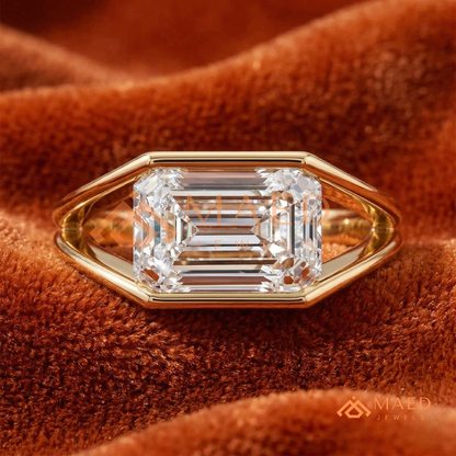 Nature-Inspired Radiant Cut Three-Stone Engagement Ring with Thorn Band in Silver, 14K Gold & Rose Gold