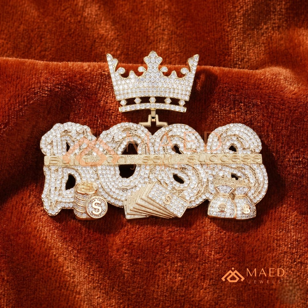 "BOSS" Crown Statement Pendant – Iced Out Success Medallion