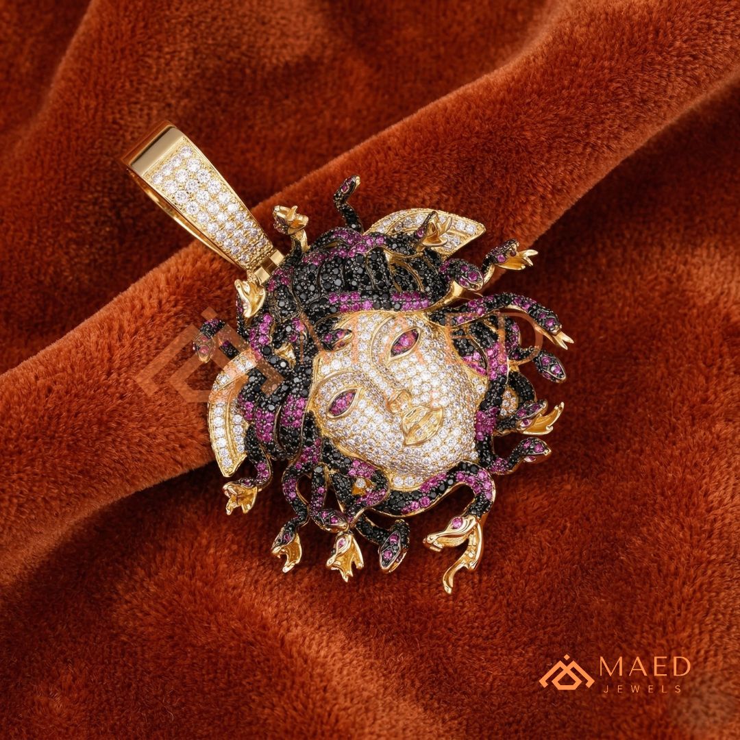 Fully Flooded Multi-Color Medusa Head Charm – Exotic Serpent Pendant