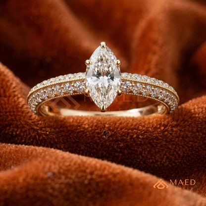 Vintage-Inspired Halo Diamond Simulant Ring in 14K Yellow Gold, Rose Gold & Sterling Silver