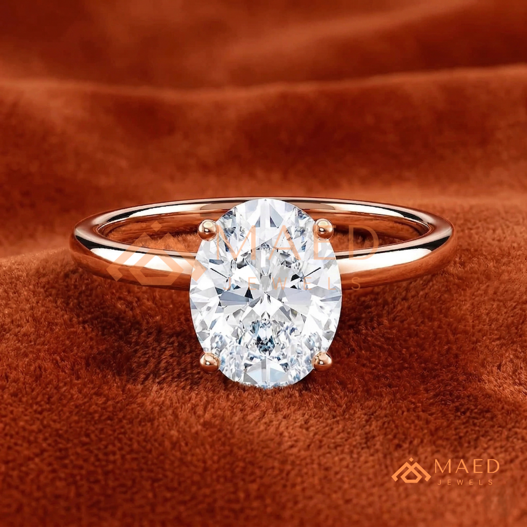 The Victoria Oval Cut Solitaire Ring | Silver, 14K Yellow, & Rose Gold