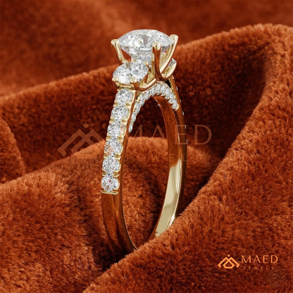 he Trinity Pave Band Ring | Round Brilliant Three-Stone Anniversary Band