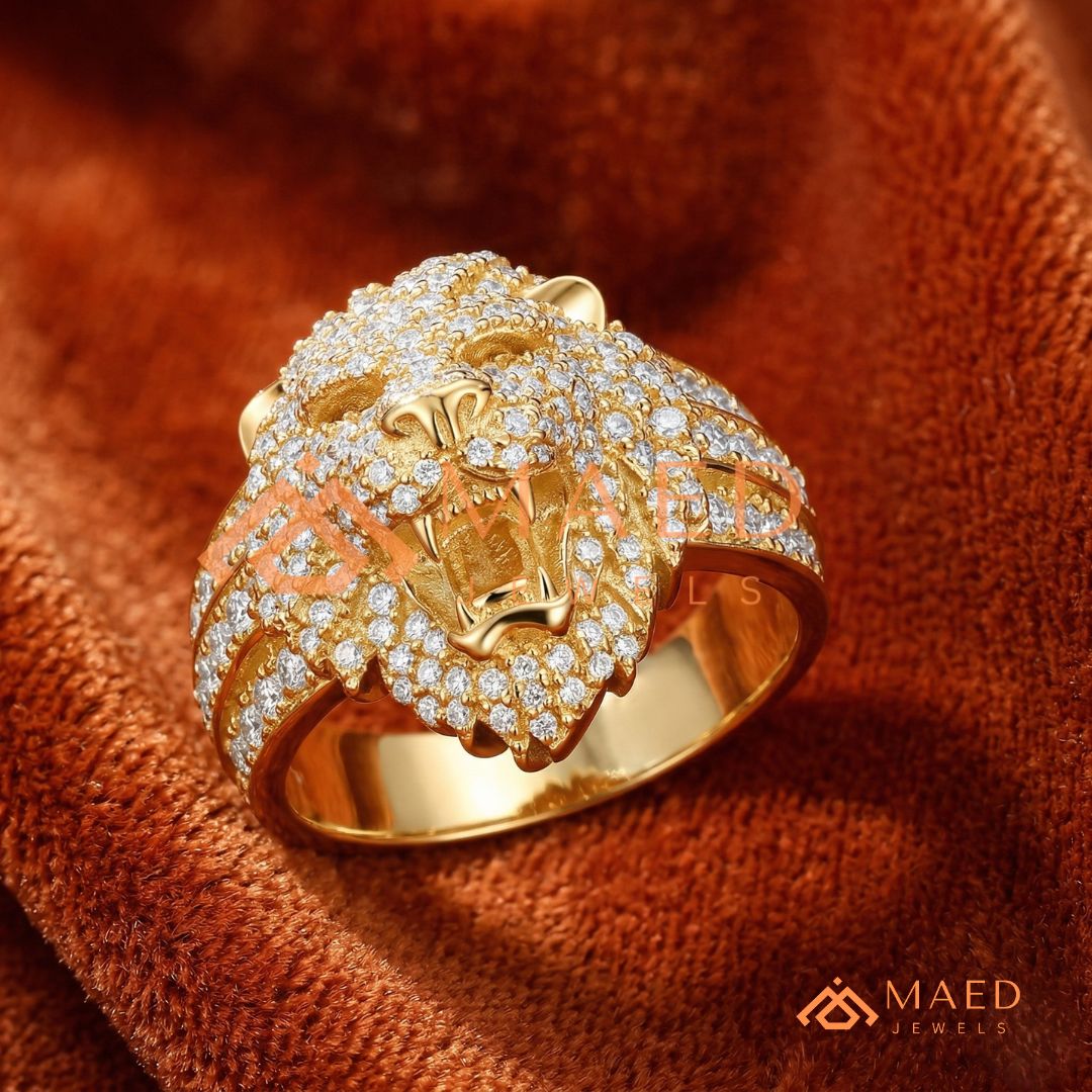 Men's Iced-Out Concentric Circle Dome Ring | Silver, 14K Gold & Rose Gold
