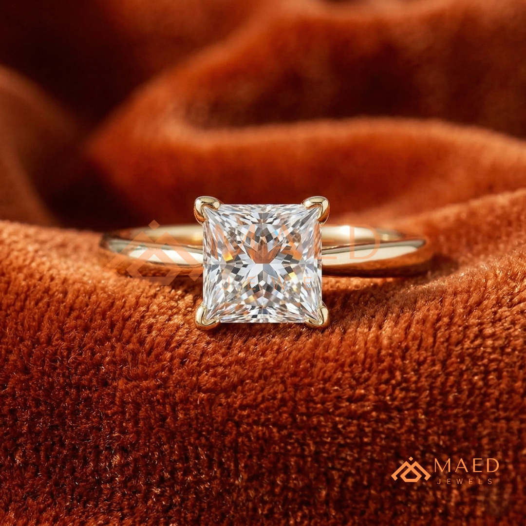 Classic Princess Cut Solitaire Engagement Ring | 14k Gold, Rose Gold & Sterling Silver