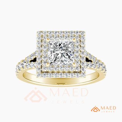 Vintage Oval Cut Geometric Shield Ring | Marquise & Round Pavé Chevron Band