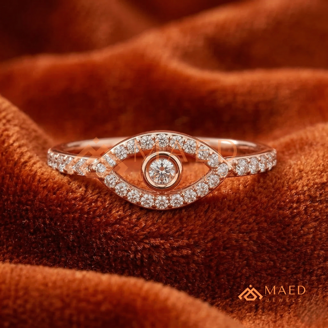 Diamond Evil Eye Ring in 14K White Gold | Protection Jewellery