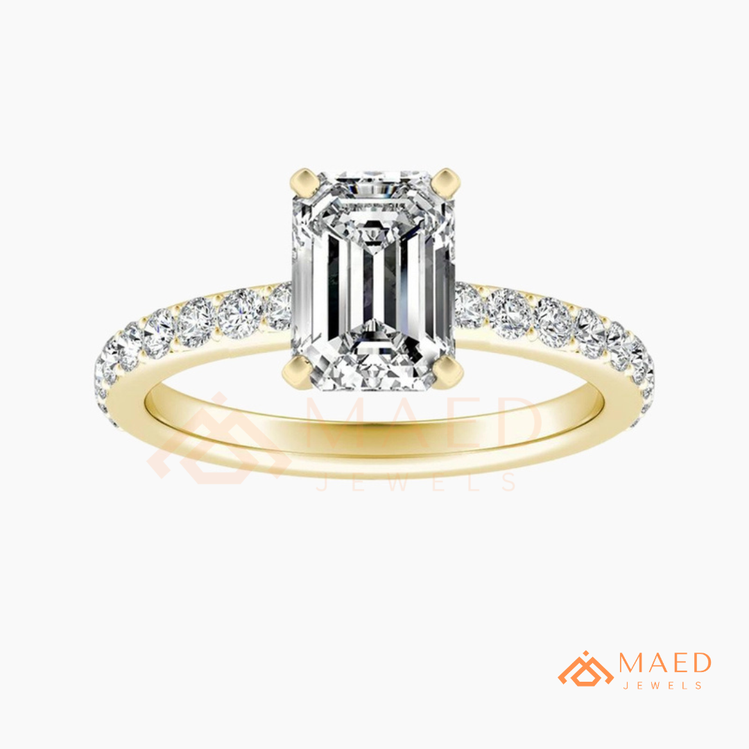 Romantic Heart Cut Bypass Engagement Ring with Swirl Pavé Band