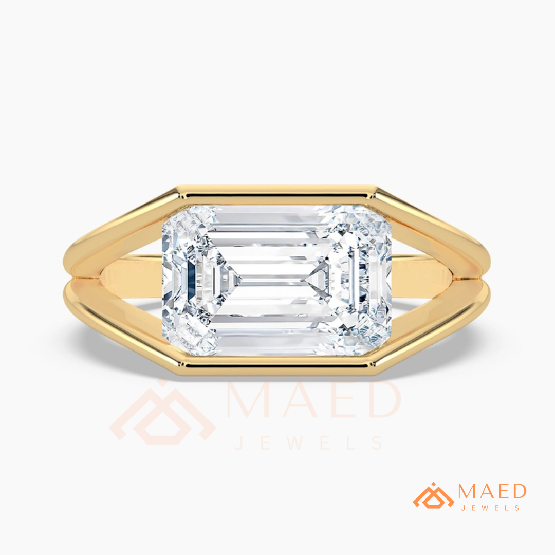Nature-Inspired Radiant Cut Three-Stone Engagement Ring with Thorn Band in Silver, 14K Gold & Rose Gold