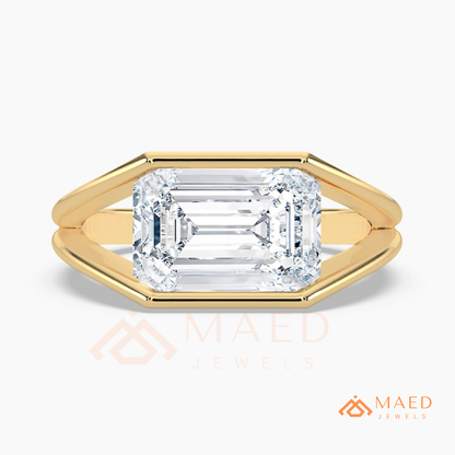 Nature-Inspired Radiant Cut Three-Stone Engagement Ring with Thorn Band in Silver, 14K Gold & Rose Gold