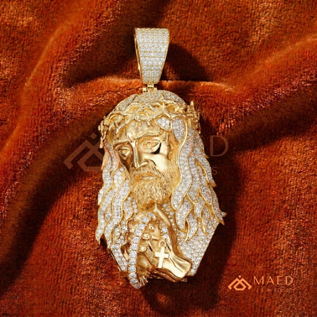Iced Out Jesus Piece Pendant | 14K Gold, Rose Gold & Sterling Silver