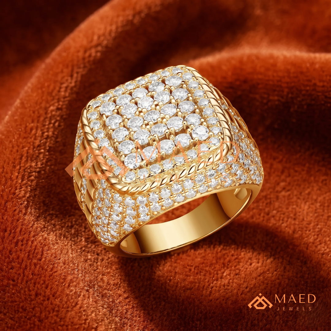 Men's Concentric Pave Diamond Dome Ring | Silver, 14K Gold & Rose Gold