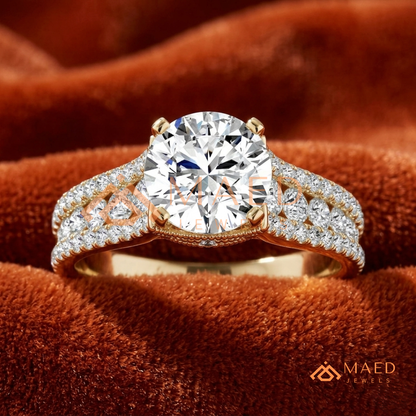 Multi-Row Pavé Split-Shank Engagement Ring – Glamour Diamond Ring