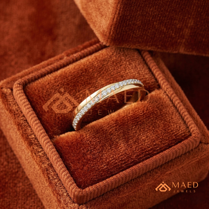 Scattered Baguette & Round Cut Diamond Wedding Band | Mosaic Cluster Anniversary Ring in Silver, 14K Gold, & Rose Gold