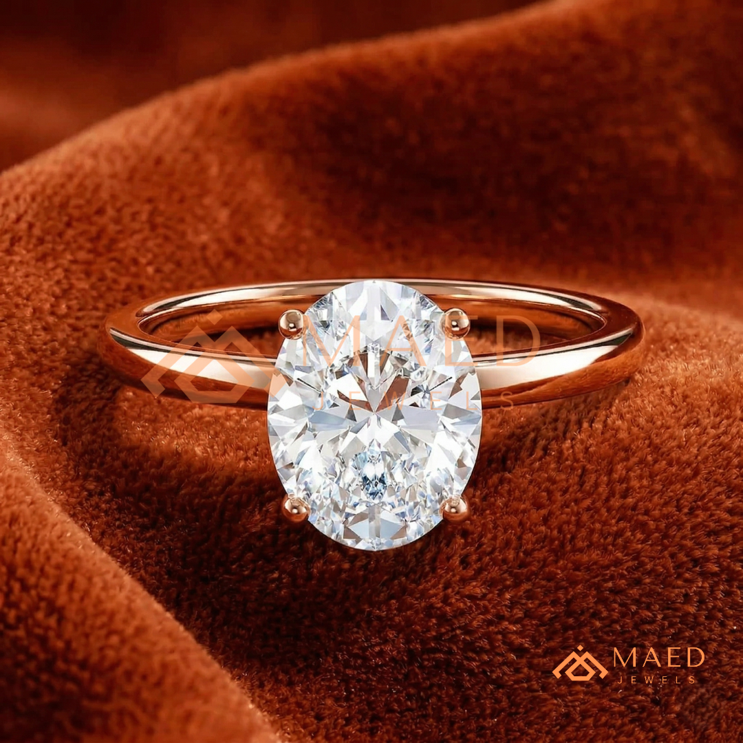 Classic Oval Cut Solitaire Engagement Ring in Silver, 14K Gold, & 14K Rose Gold